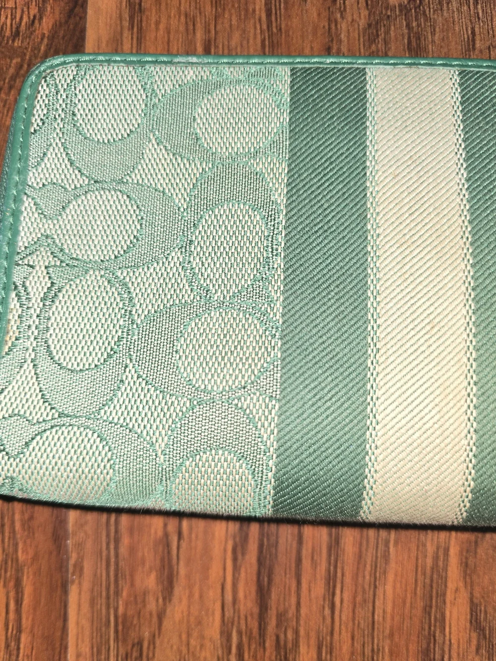 COACH Green Signature Wristlet Phone Case